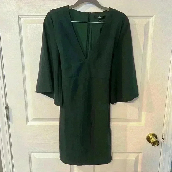 Lulus Glimpse of Glamour Forest Green Bell Sleeve Bodycon Dress Size Small NWT - Picture 1 of 6